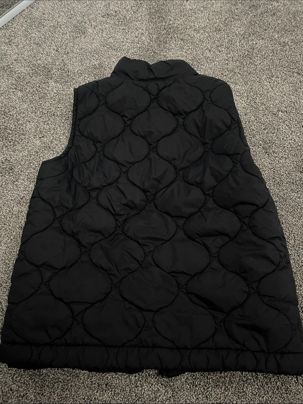 Kids Black Quilted Sleeveless Vest with Zip Front